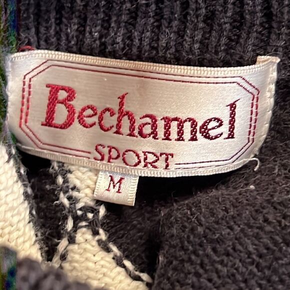 Vintage Bechamel Black & White Diamond with Red Sweater - Size Medium - Picture 8 of 10